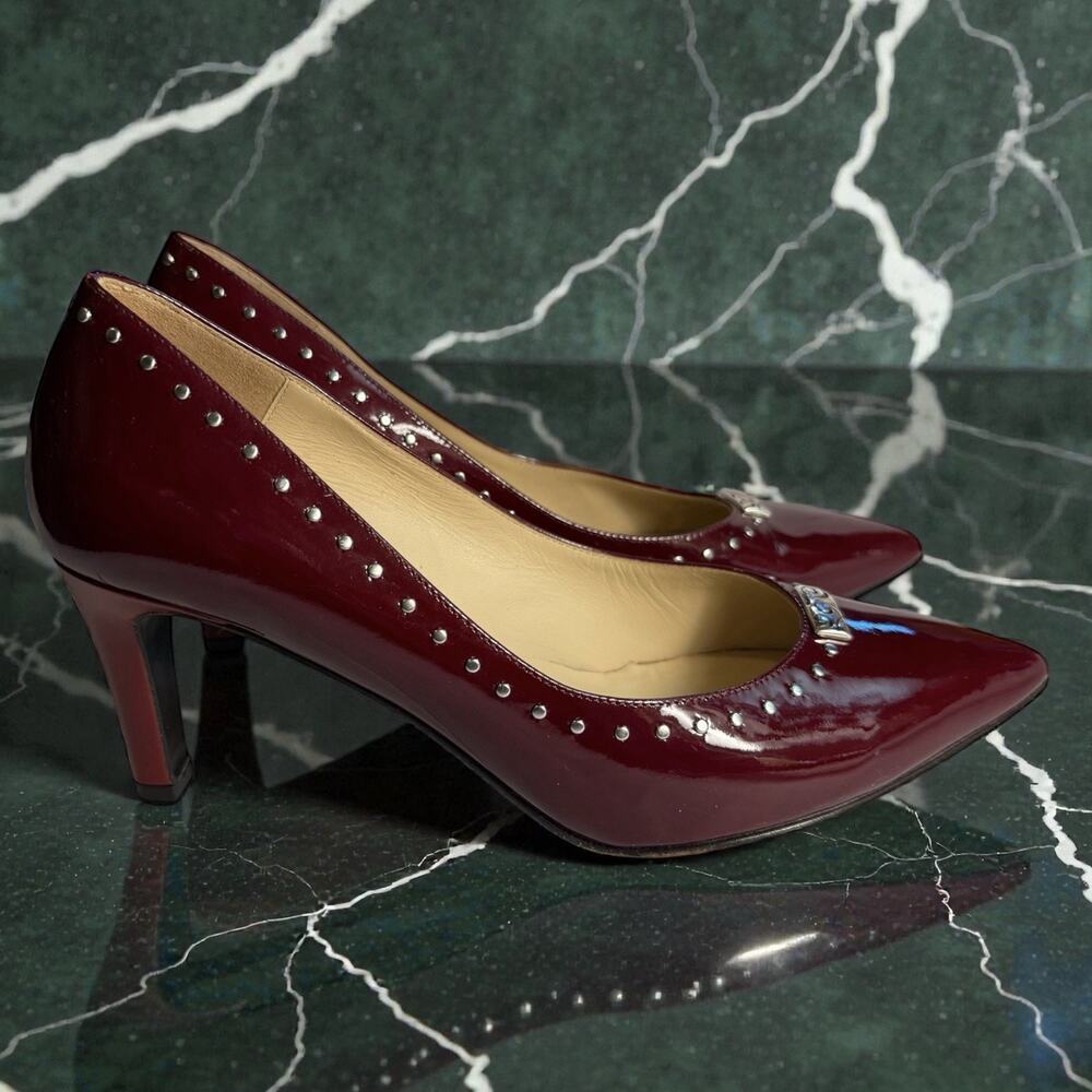 Brighton Women’s Young Burgundy Red Patent Italian Leather High Heel Shoes 8.5M